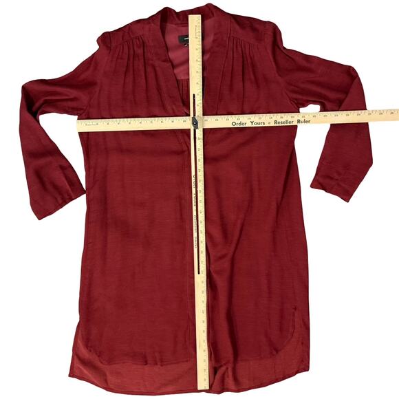 Isabel Marant Maroon Red Burgundy Long Sleeve V-Neck Split Hem Tunic Dress sz M - Picture 4 of 12